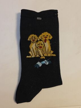 Black Golden Retriever Dog Print Crew Socks - Cute Puppies Design